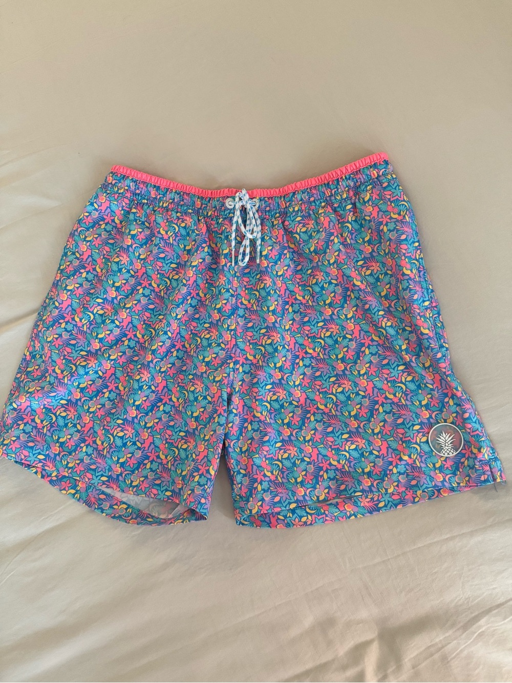 chubbies Pink Trim Multicolor Floral Swim Shorts